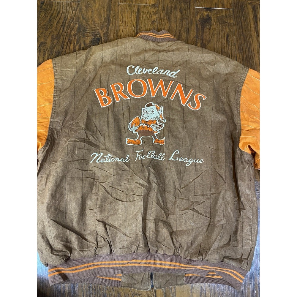 Vintage Mirage Cleveland Browns NFL Throwbacks Bomber Jacket Brown‎ Orange XL